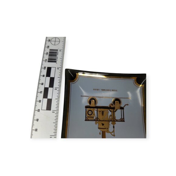 Vintage Houze Art Curved Glass Trays w/ Locomotives Train Railroad 3.5" X 3.5" - Picture 14 of 14